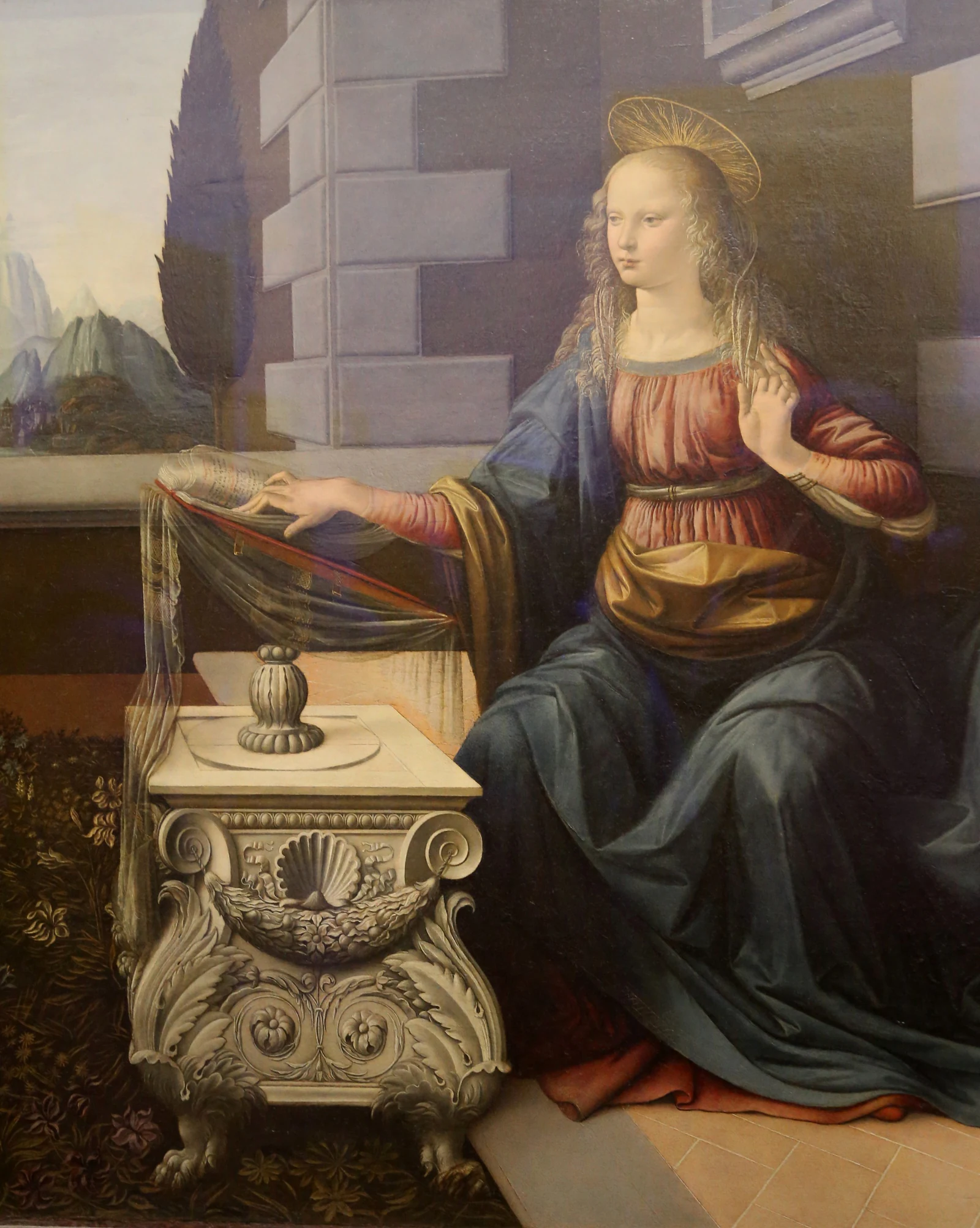 A Anunciação, de Leonardo da Vinci. Mesmo sendo uma obra muito jovem de Leonardo, já dá para reparar na obsessão por pai